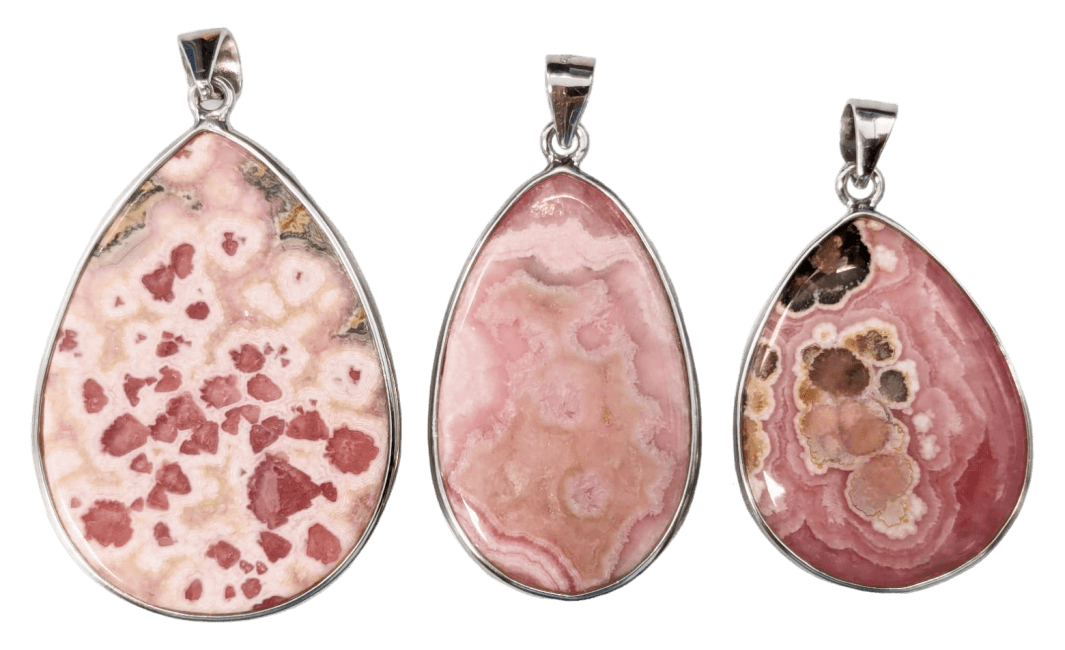 925 Silver Rhodochrosite Argentinian Pendant AA+ 3 pieces 18.82g