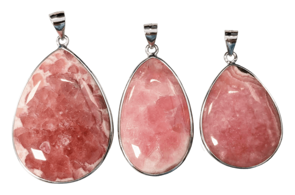 925 Silver Rhodochrosite Argentinian Pendant AA+ 3 pieces 18.82g