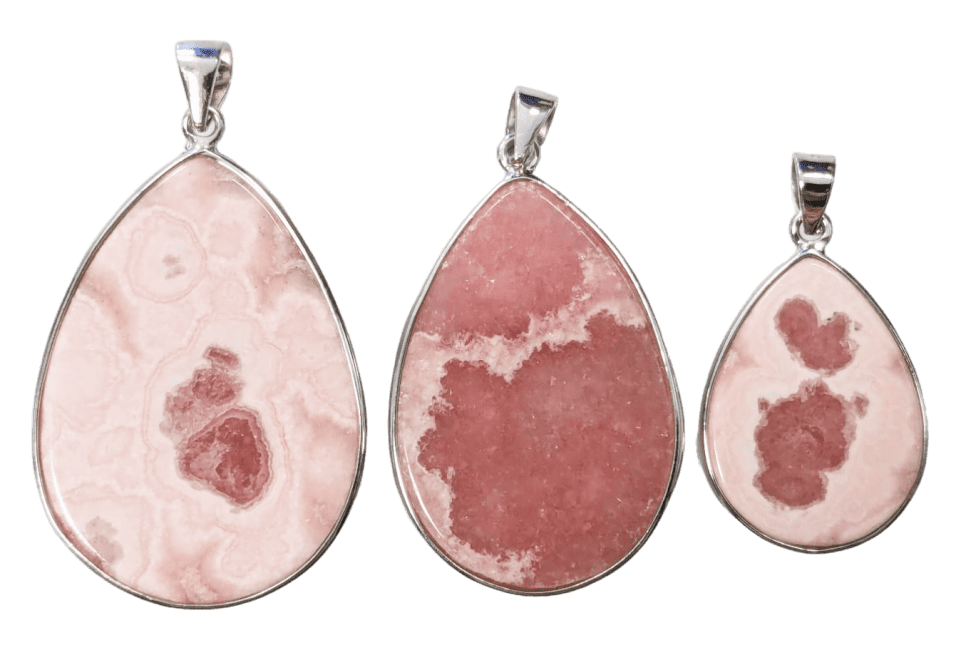 925 Silver Rhodochrosite Argentinian Pendant AA+ 3 pieces 17.24g