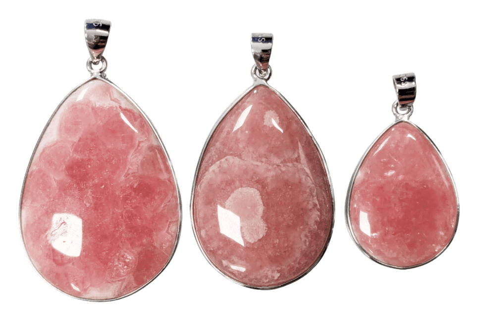 925 Silver Rhodochrosite Argentinian Pendant AA+ 3 pieces 17.24g