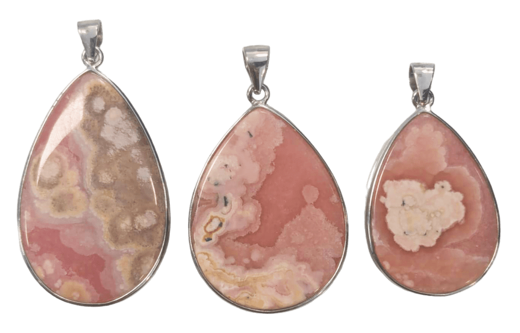 925 Silver Rhodochrosite Argentinian Pendant AA+ 3 pieces 18.34g