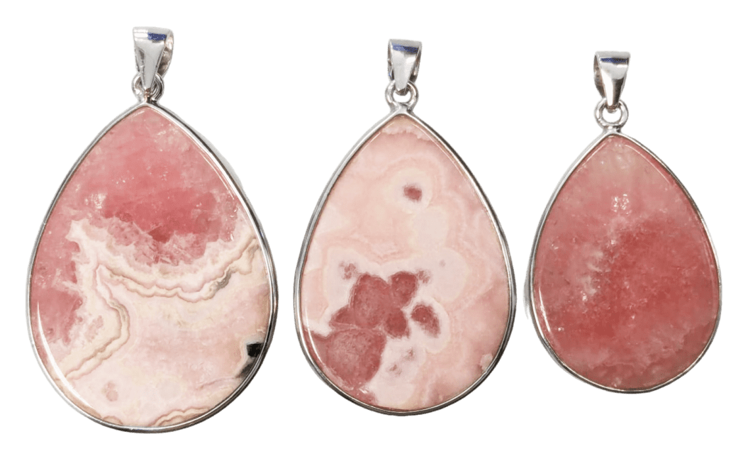 925 Silver Rhodochrosite Argentinian Pendant AA+ 3 pieces 17.26g