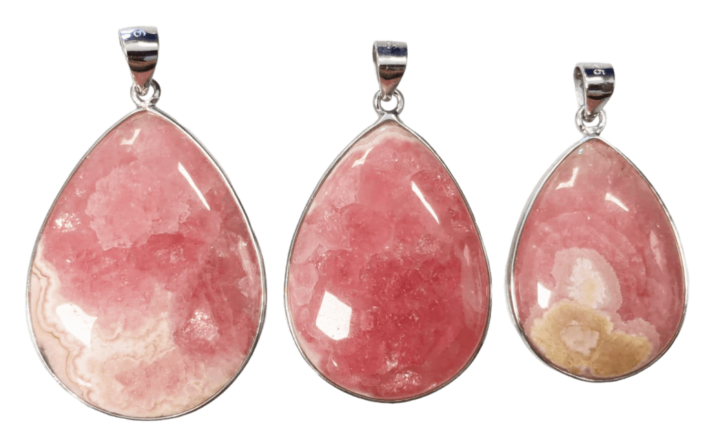 925 Silver Rhodochrosite Argentinian Pendant AA+ 3 pieces 17.26g