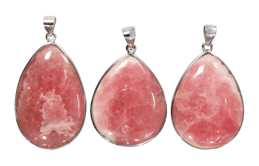 925 Silver Pendant Rhodochrosite Argentina AA+ 3 pieces 16.52g