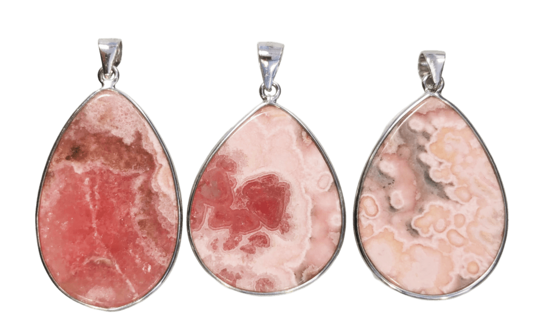 925 Silver Pendant Rhodochrosite Argentina AA+ 3 pieces 16.52g