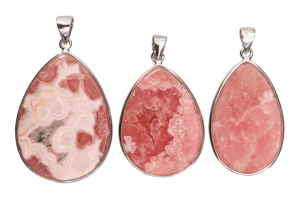 925 Silver Pendant Rhodochrosite Argentina AA+ 3 pieces 15.81g