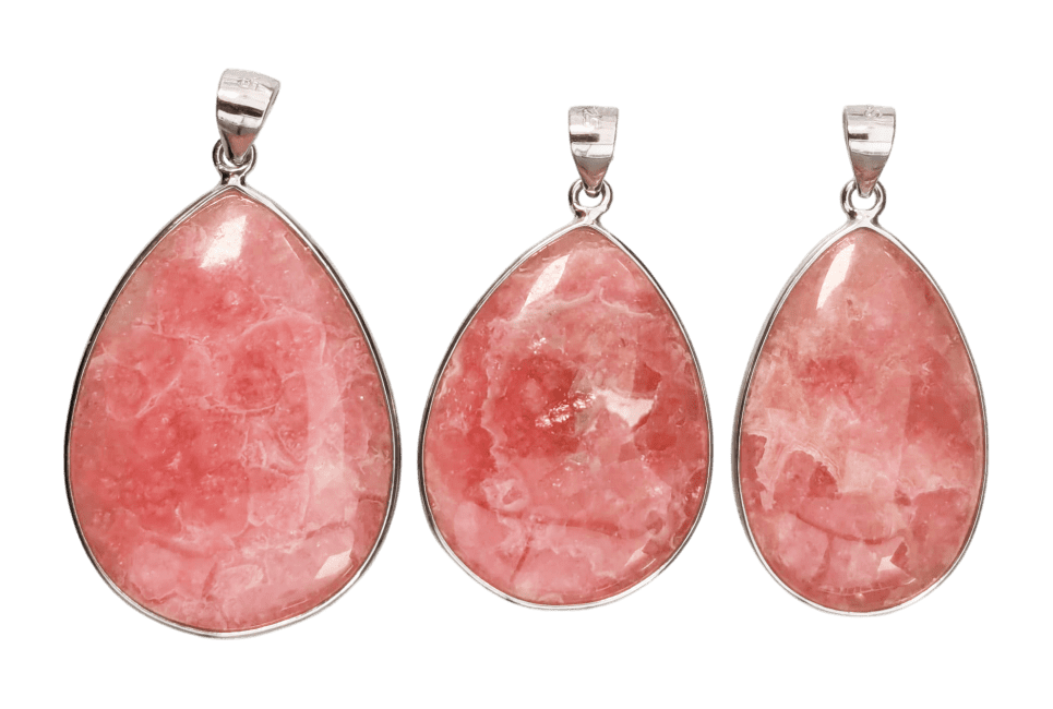 925 Silver Pendant Rhodochrosite Argentina AA+ 3 pieces 15.81g