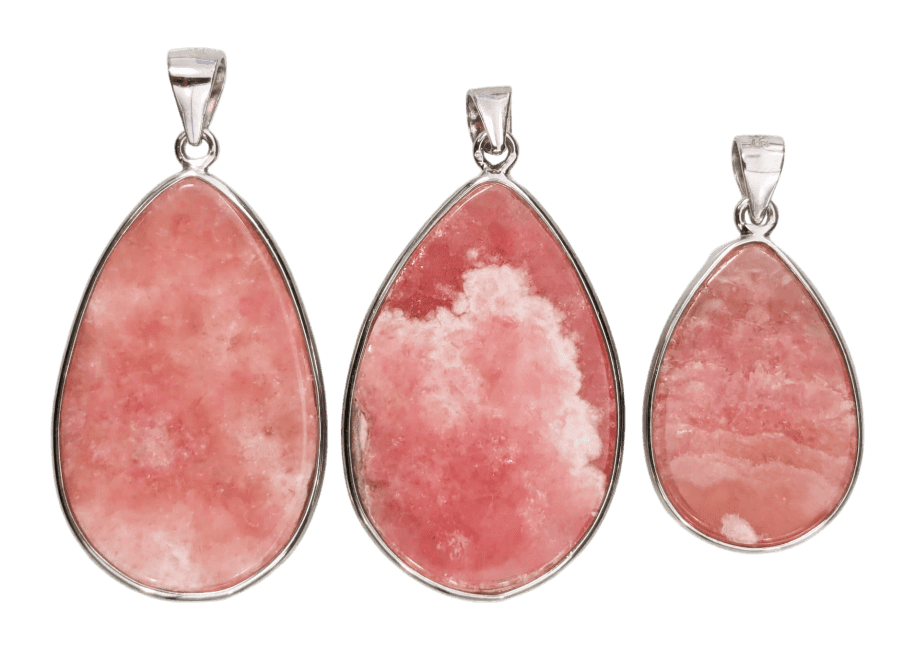 925 Silver Pendant Rhodochrosite Argentina AA+ 3 pieces 14.88g