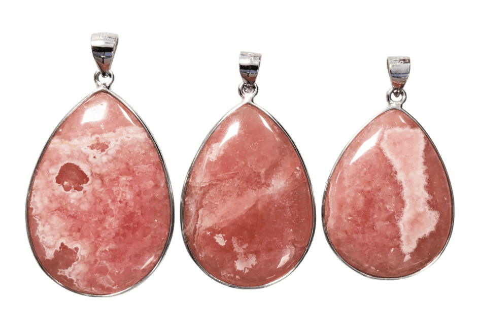 925 Silver Pendant Rhodochrosite Argentina AA+ 3 pieces 16.12g