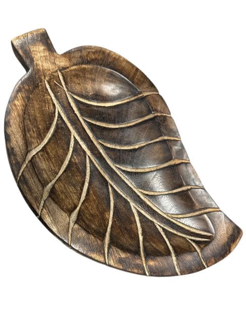 Mango Wood Leaf Incense Holder 25cm