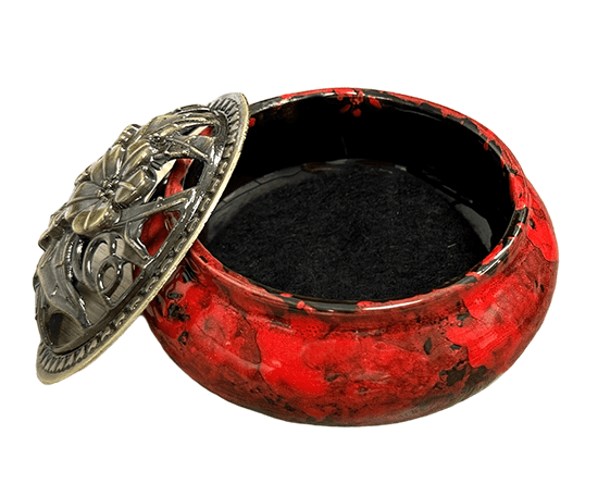 Red and Black Ceramic Incense Holder 10cm