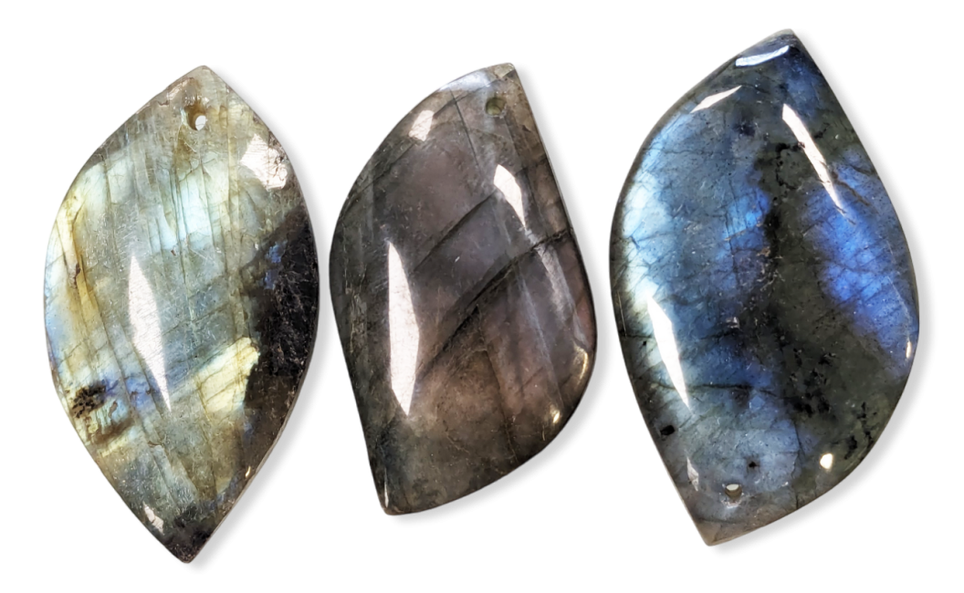 Labradorite Free Form Drilled Stone Pendants AA X 3