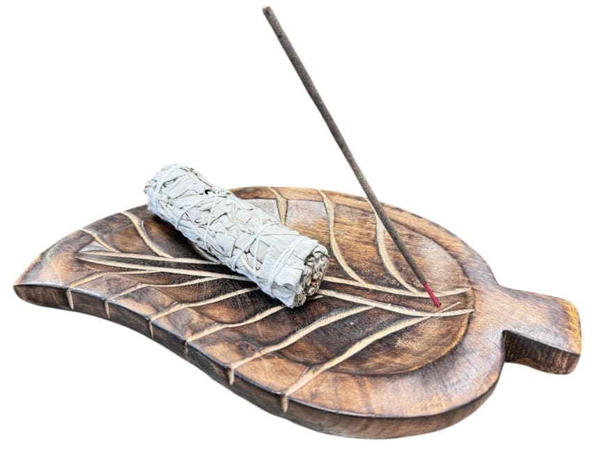 Mango Wood Leaf Incense Holder 25cm