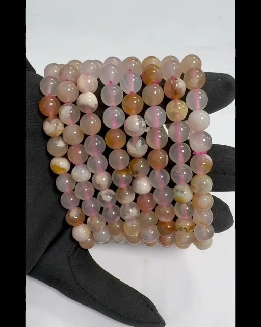 Cherry Blossom Agate Bracelet A 8mm beads