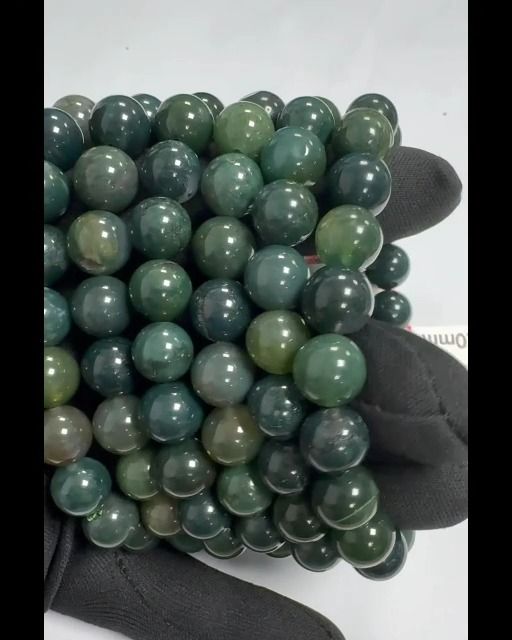 Moss Agate bracelace 10mm pearls