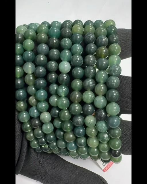 Moss Agate Bracelet A 6-7mm Beads