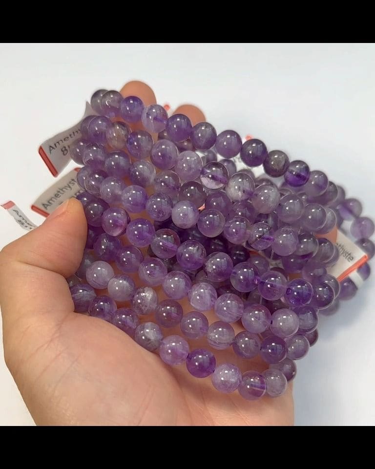 Clear Amethyst Bracelet A 8-9mm beads