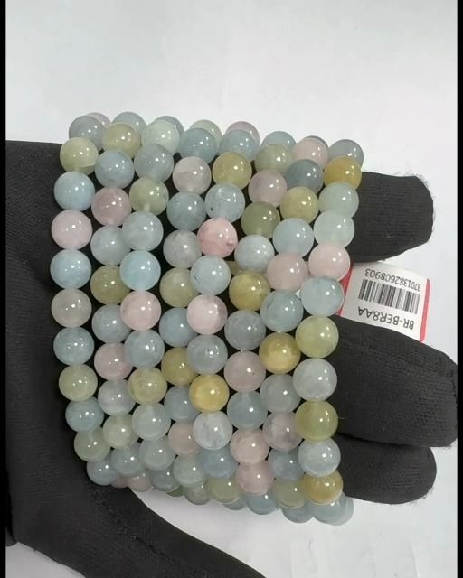 Bracelet Beryls Aquamarine & Morganite AA beads 7-8mm