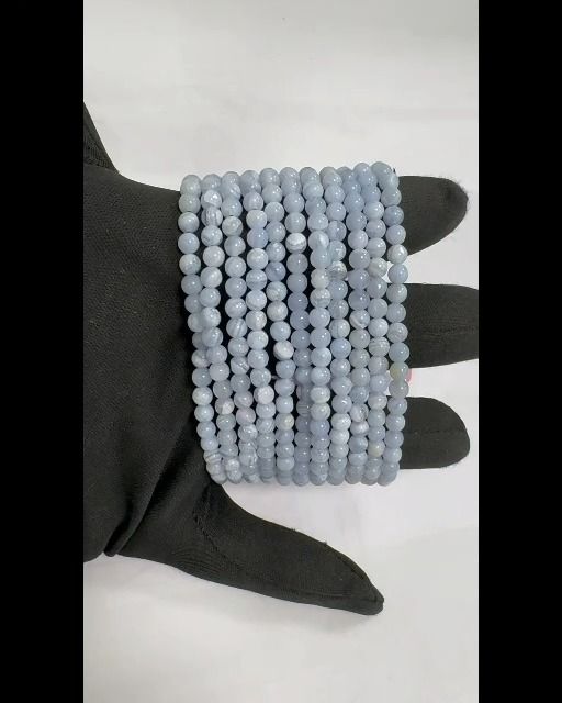 Blue Chalcedony Bracelet Ribbon AA beads 4.5mm