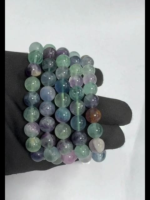 Multicolor Fluorite 10mm pearls bracelace