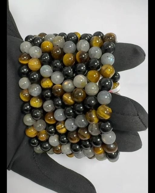 Labradorite bracelet Tiger eye Tourmaline With 8mm beads