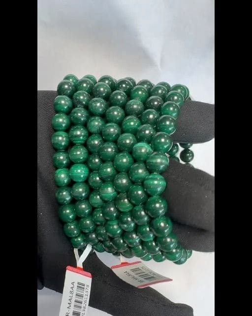 Bracelet Dark Malachite beads 8mm