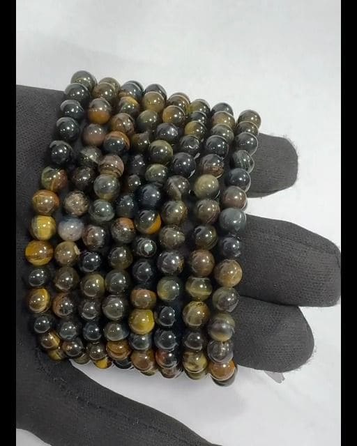 Falcon's eye grade 6mm pearls bracelet