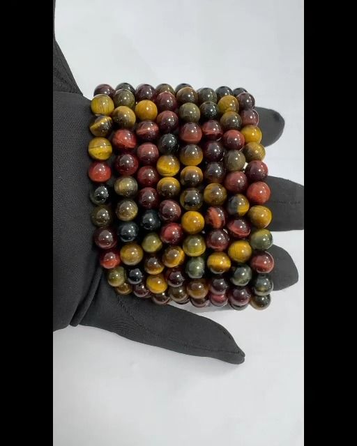 Multicolored tiger eye bracelet AA beads 8mm