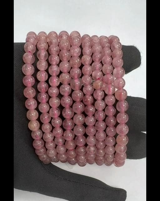 Hematoides Strawberry Quartz A pearls bracelet 6mm