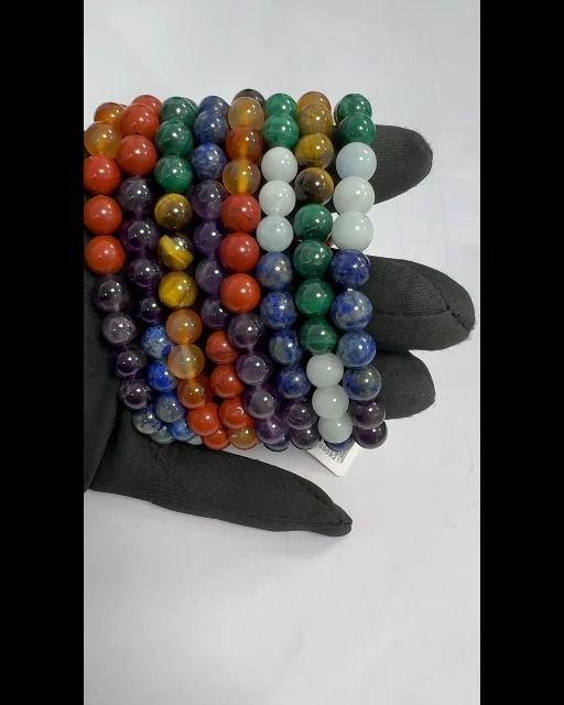 7 Chakras stones A 8mm pearls bracelace