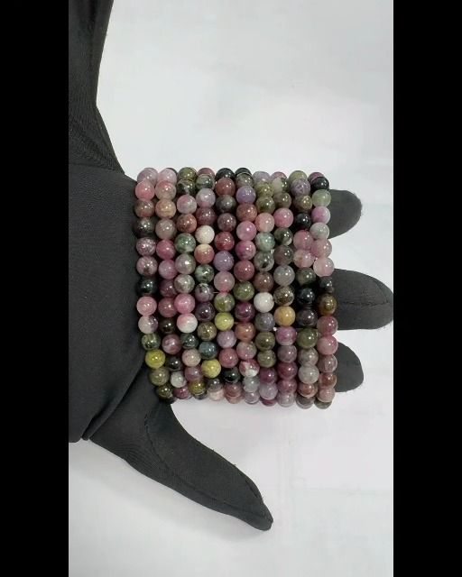 Multicolor tourmaline bracelet AA beads 6-6.5mm