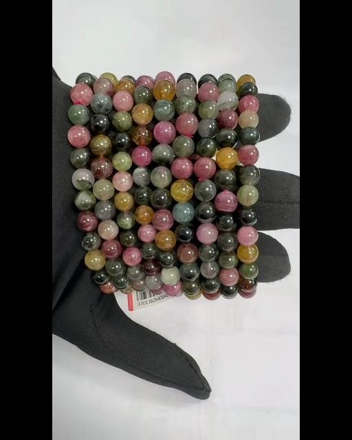 Multicolor tourmaline bracelet AA+ beads 6.5-7.5mm