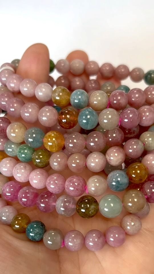 Multicolor Pink Tourmaline Bracelet AA+ beads 7.5-8.5mm