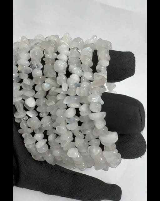 Peristerite White Moon Stone AA chips bracelet 18cm