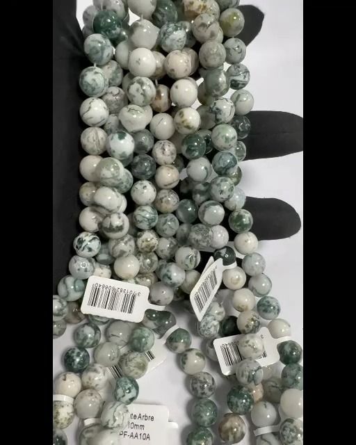 Tree Agate A 10mm pearls on string