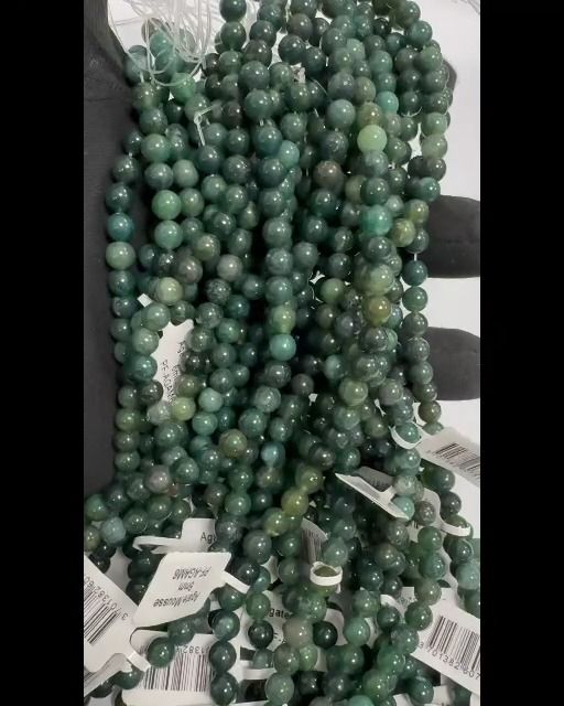 Moss Agate 6mm pearls on string