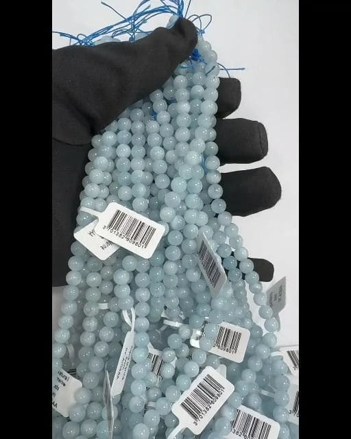 Aquamarine AA 6mm pearls on string