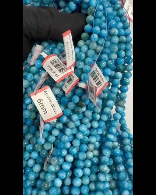 Blue Apatite AA 5-6mm pearls on string