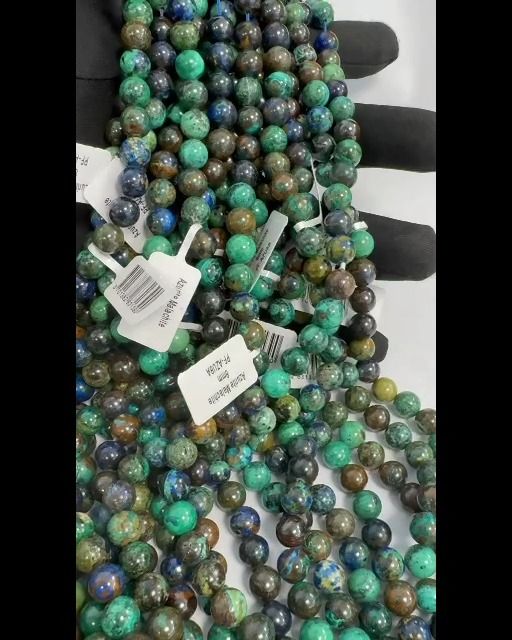 Azurite Malachite Natural A Beads 8mm on 40cm wire