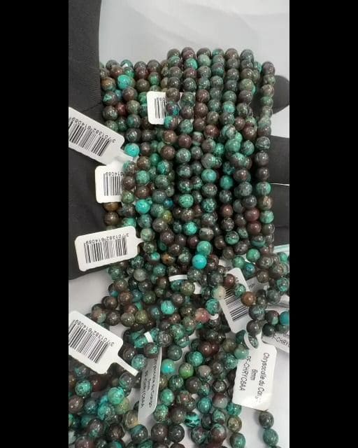 Chrysocolle from the Congo AA 6mm pearls on string