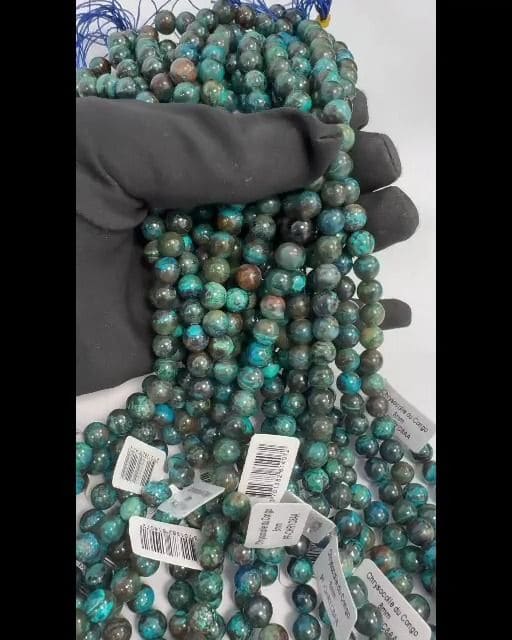 Chrysocolle from the Congo AA 8mm pearls on string