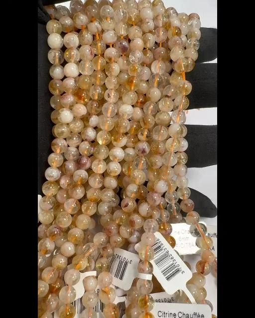 Heated Citrine AA 6mm pearls on string