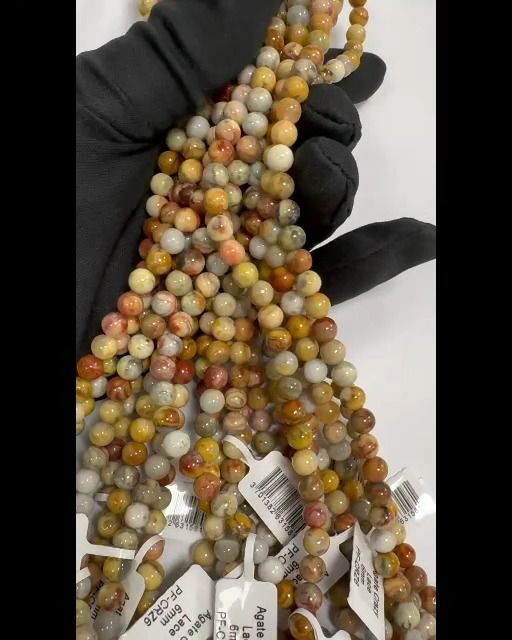 Agate Crazy Lace beads 6mm on 40cm wire