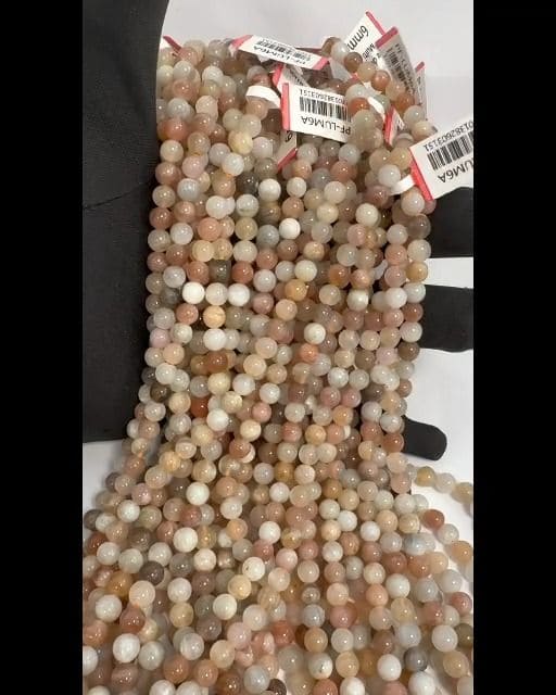 Multicolored adular moonstone A beads 5.5-6.5mm on 40cm thread