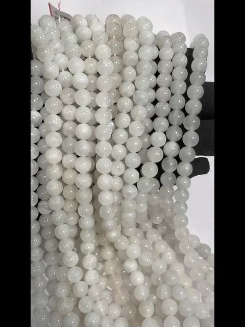 White Moonstone Peristerite A beads 8mm on 40cm wire