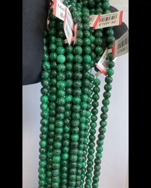 Malachite beads 7-8mm on 40cm wire