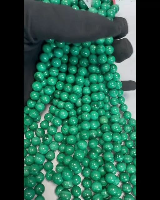 Clear Malachite AA beads 8-9mm on 40cm wire