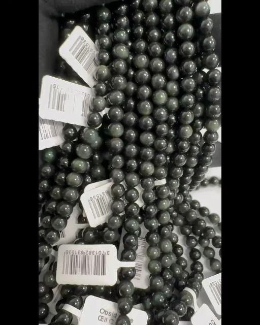 Obsidian Rainbow AA 6mm pearls on string