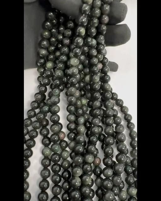 Obsidian Rainbow AA 8mm pearls on string