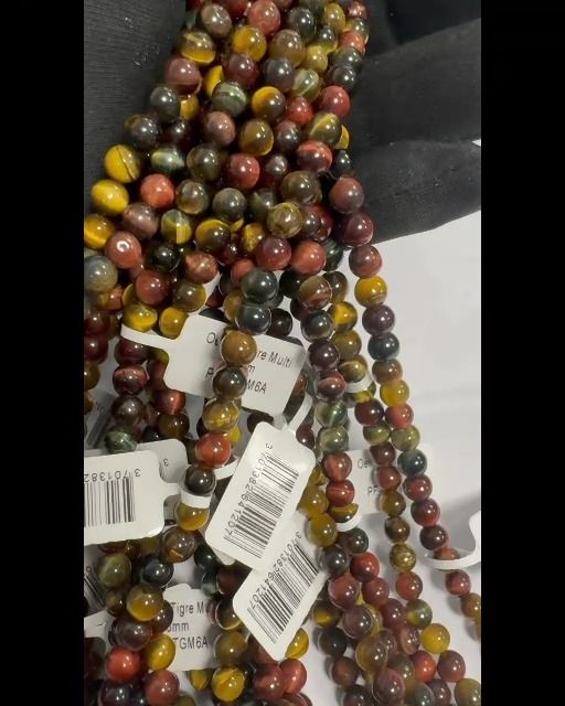 Multicolor Tiger Eye A beads 6mm on 40cm thread